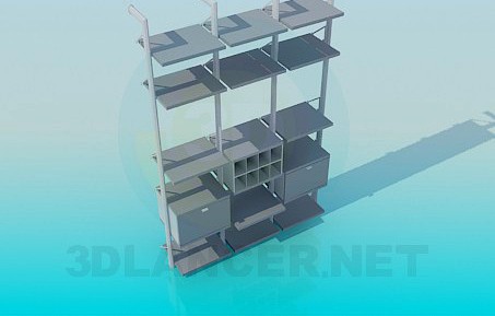 3D Model Rack with shelves