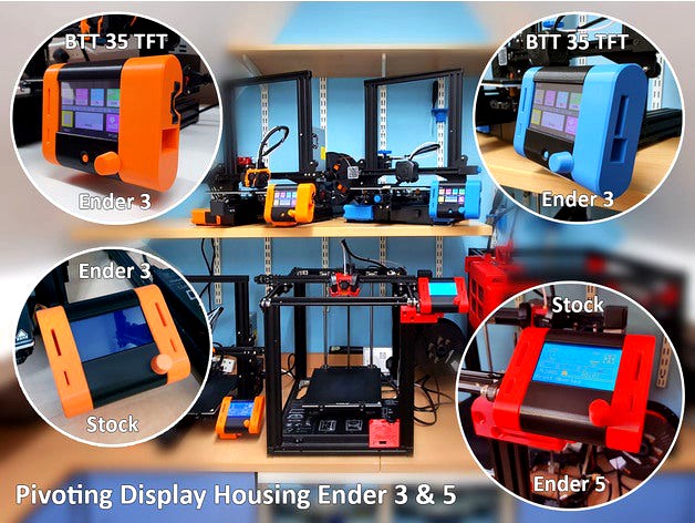 Pivoting Display for Ender 3 - Pro  - V2 - Ender 5 - BTT 35TFT & Stock by BoothyBoothy