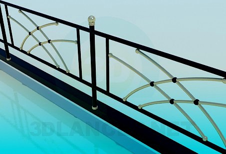 3D Model Railing with golden elements