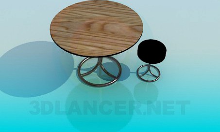 3D Model Round table with a round stool