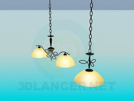 3D Model Chandelier and lamp set