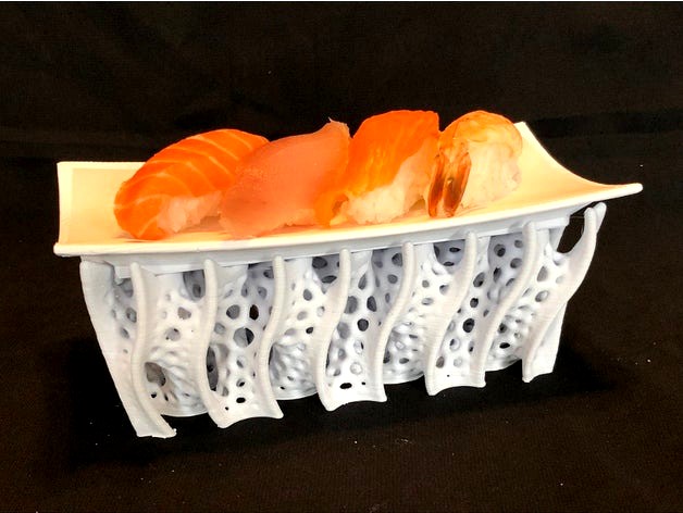 Rectangular Gyroid Sushi Serving Tray by DaveMakesStuff
