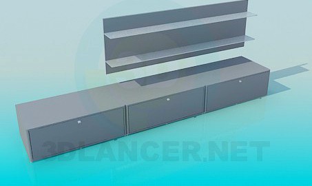 3D Model Long floor and shelf over her bundled