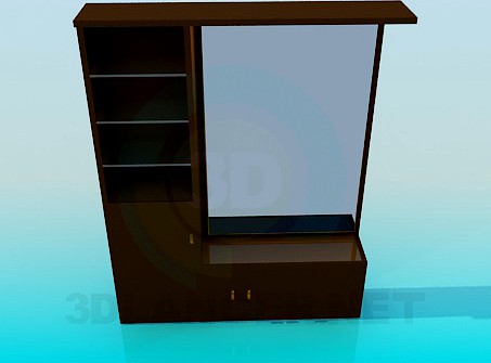 3D Model Mirror with pedestal and racks