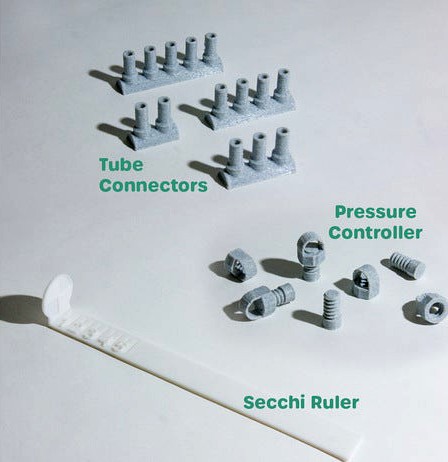 Spirulina Cultivation Tools - Tube Connector + Secchi Ruler by spirulinasociety