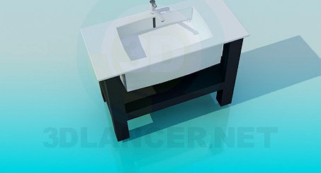 3D Model Rectangular sink with stand