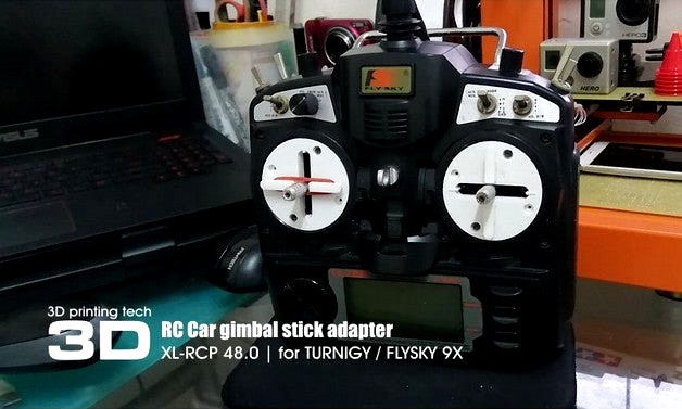 RC car gimbal stick adapter for TURNIGY 9X and FLYSKY 9X  by 3dxl