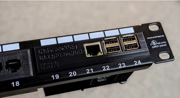 RPi Mount Monoprice 1U Networking CAT6 Patch Panel by ab2tech