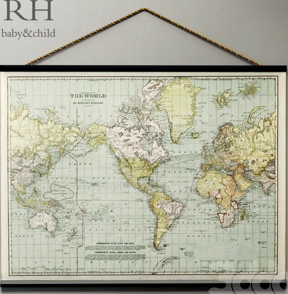 RH/ VINTAGE WORLD MAP TAPESTRY