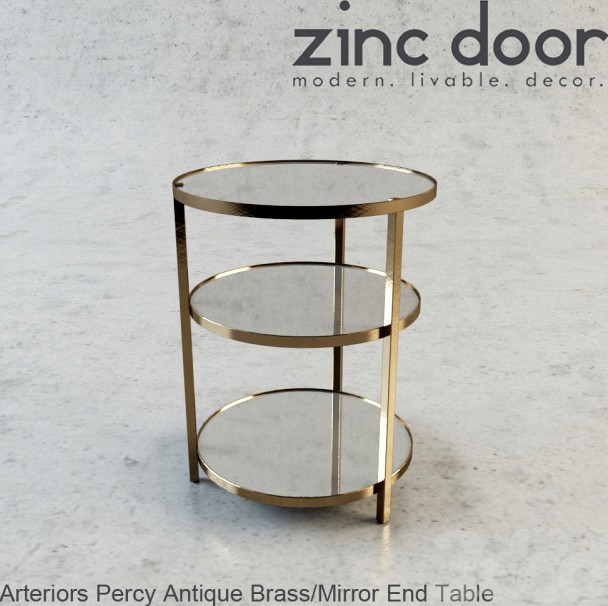 Arteriors Percy Antique Brass / Mirror End Table