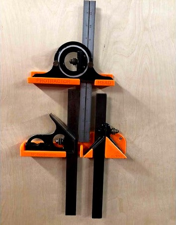 Combination Square Set 3D Printed Holder  by mkegadgets