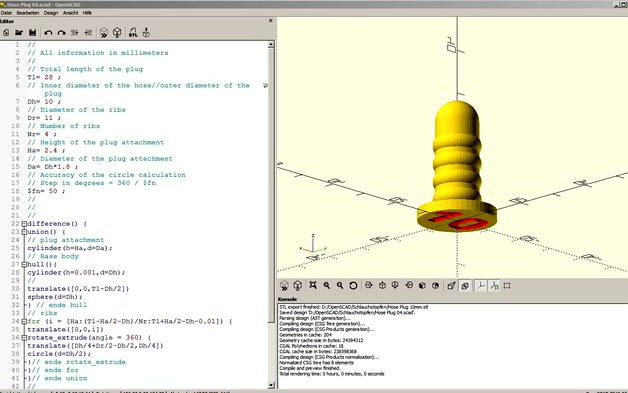 super simple hose plug parametric OpenSCAD by RacoonX