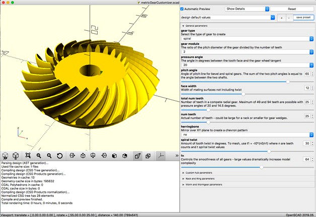 Gear Warehouse - parametric, involute gears of all types by Gumyr