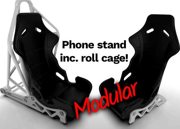 Racing car seat phone stand with roll cage by Stepan