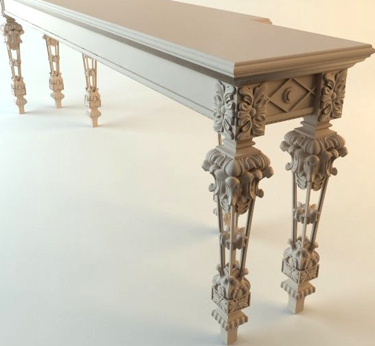 White Baroque Console Table3d model