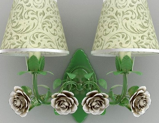 Green sconce with roses3d model