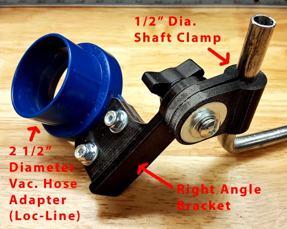 Clamping Right Angle Bracket, 1/2" Dia. Rod/Shaft, for Loc-Line Vac.Adapt.  by SteveJohnsen