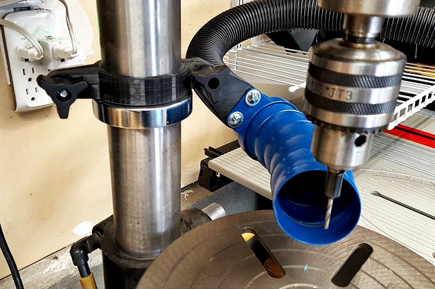 Drill Press Clamp/Bracket, 3" Post - for Loc-Line 2.5" Vac. Adapter by SteveJohnsen