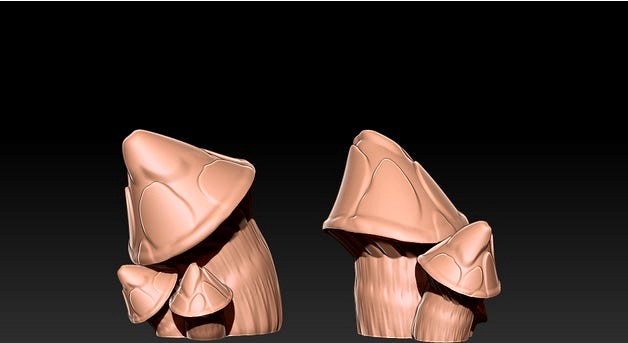 Tiny leaning mushrooms for basing 28mm miniatures by arcaneoctopuslab