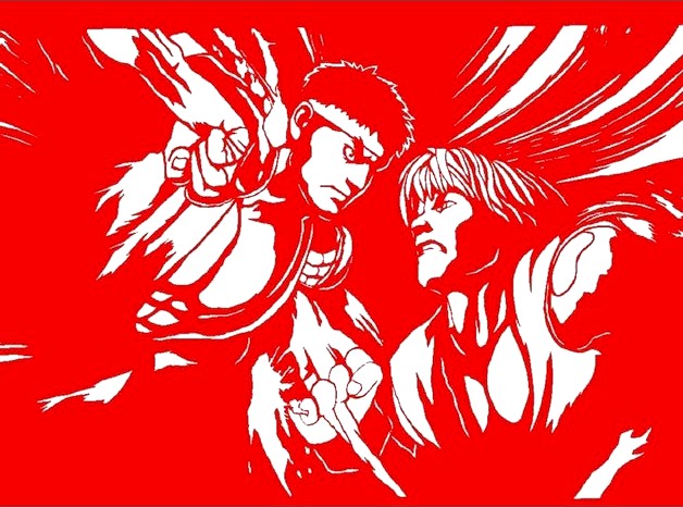 SF Ryu vs Ken stencil 2 by Longquang