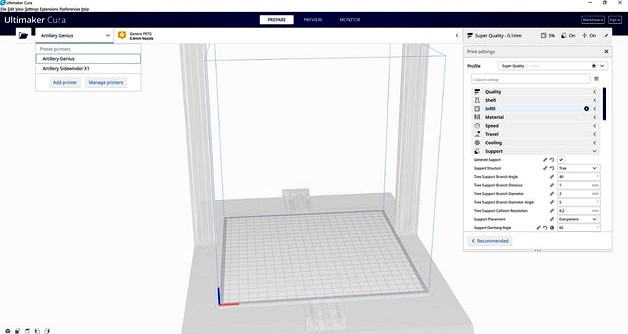 Artillery SWX1 and Genius For UltimakerCura 4.7 Printers and Profiles by LogiCat