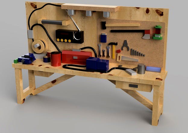 HO Scale Interior Furniture - Garage Workbench by Juxen