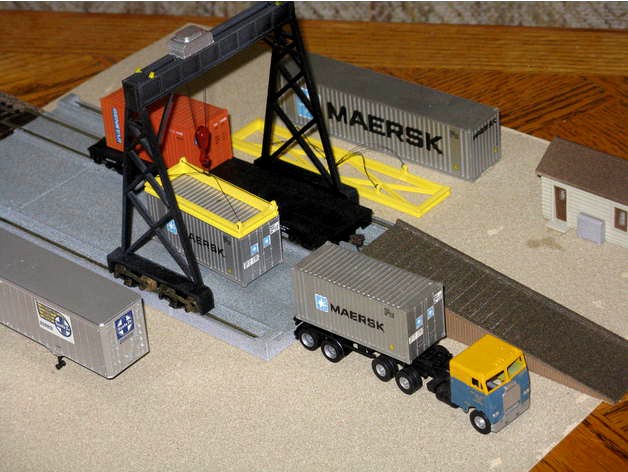 HO Scale Container and Truck Loading Facility by kabrumble