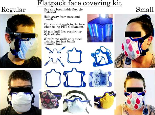 Flat Pack Face Covering Kit / Fabric Mask. Fast Batch Stack Print by FullPlasticScientist