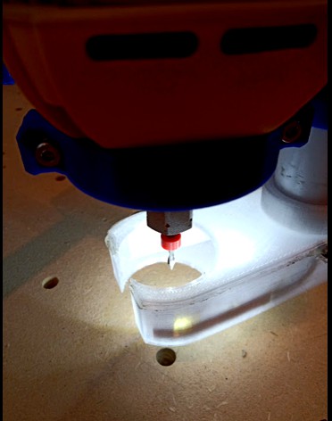 Compact LED-lit dust shoe for MPCNC (remix) by michellmarcuse