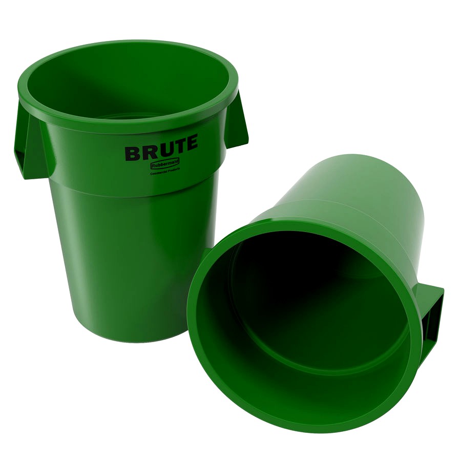 Plastic Garbage Can Green 3D Model