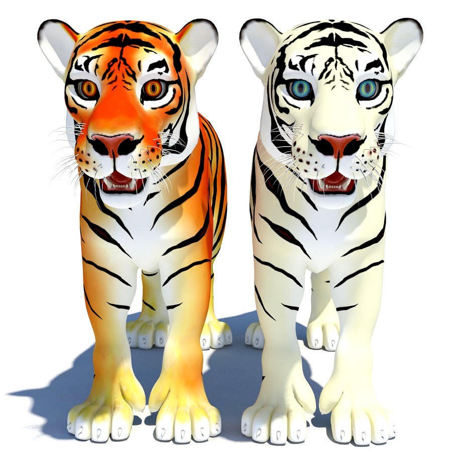Cartoon Tiger (White & Natural)