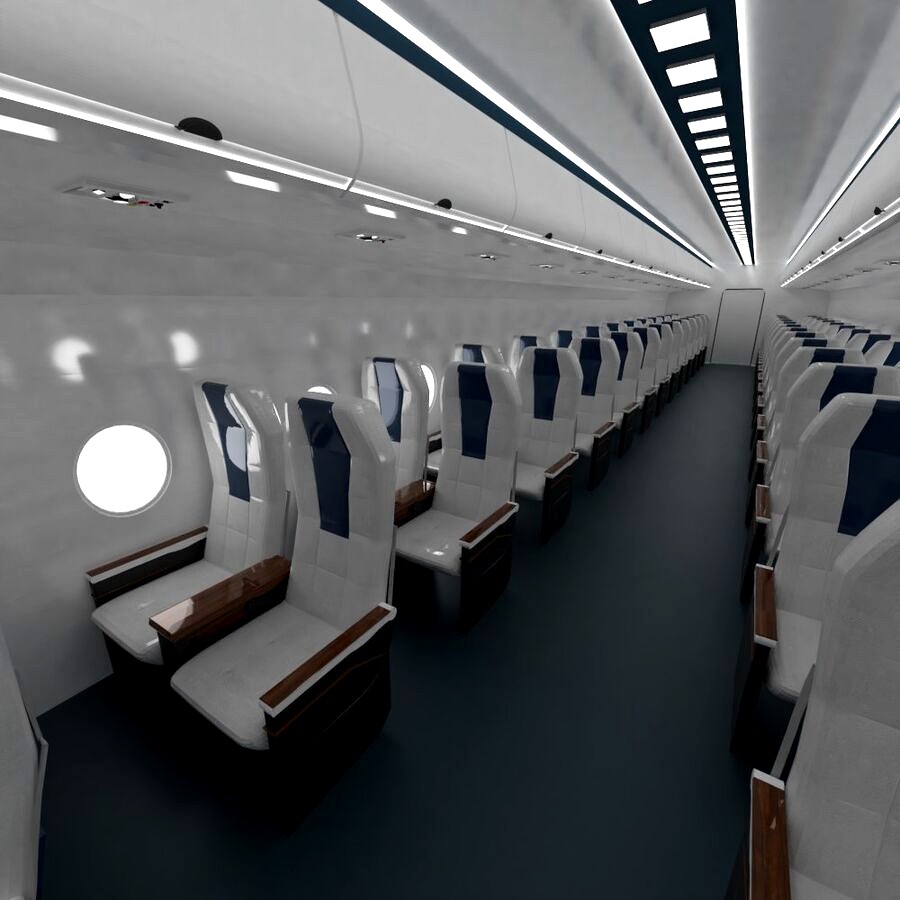 Airplane Economy class cabin interior