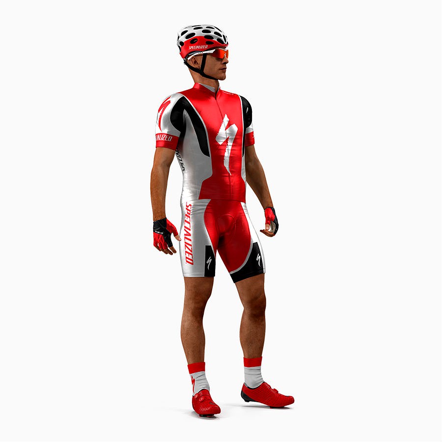 Bicyclist in Red Suit Rigged