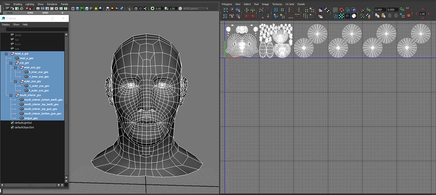Head base and Mouth interior and Eyes with symmetrical UV 3D model