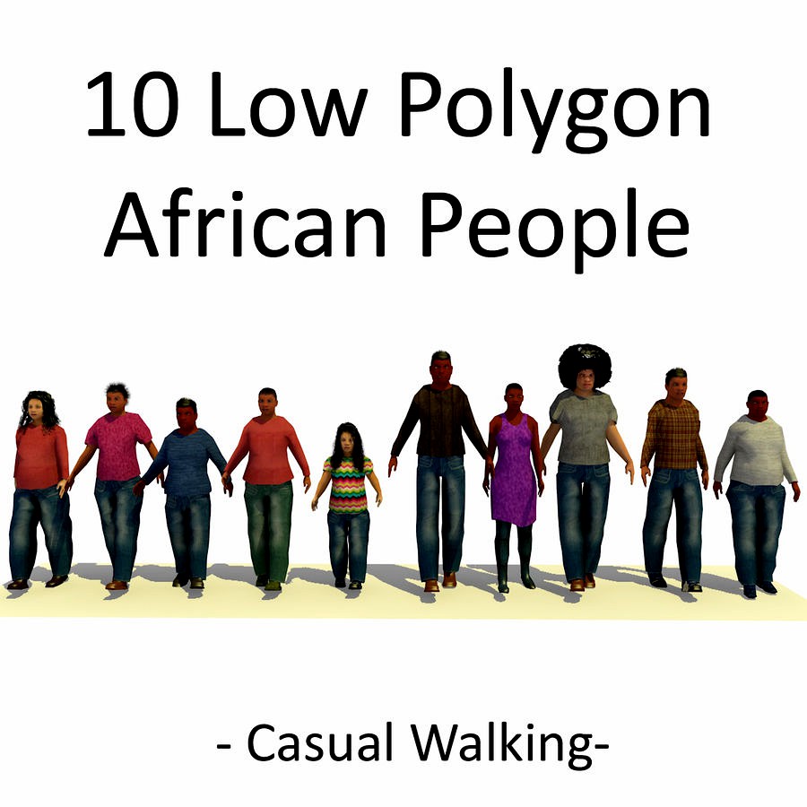3D African People Walking Collection