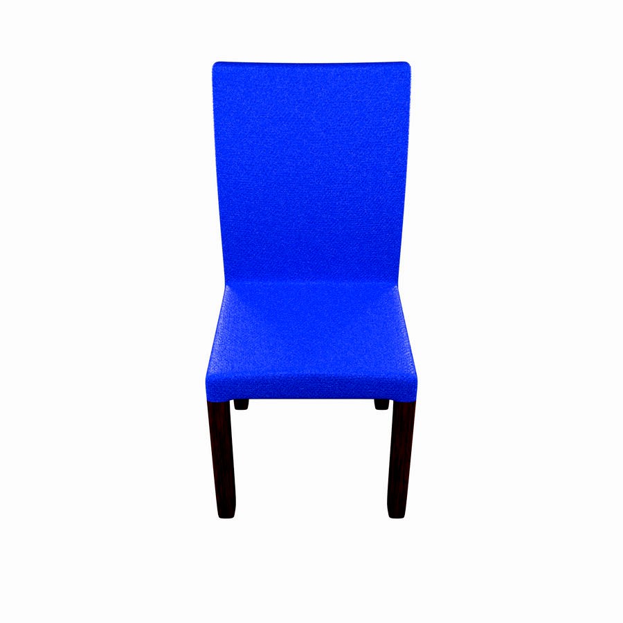 Blue Polyester and Mahogany Chair