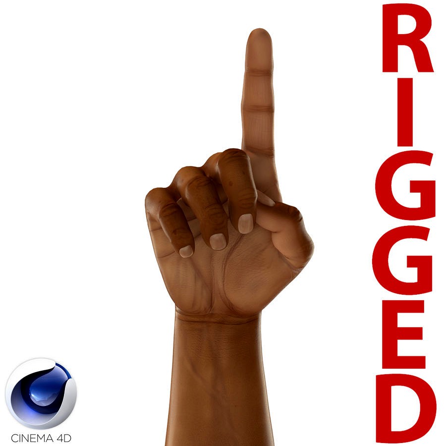 African Man Hands 2 Rigged for Cinema 4D 3D Model