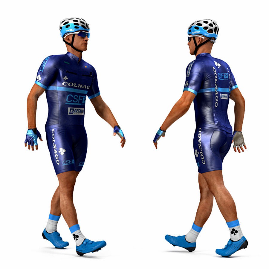 Athlete Cyclist Blue Rigged for Maya 3D Model