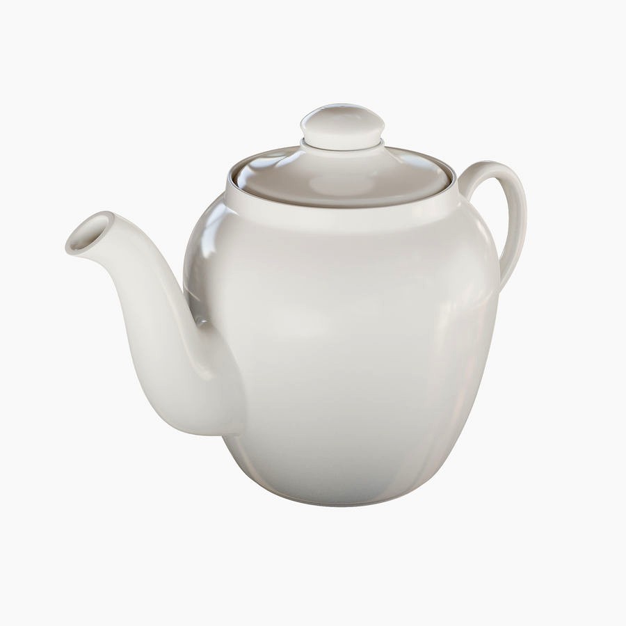 White Ceramic Teapot 3d model