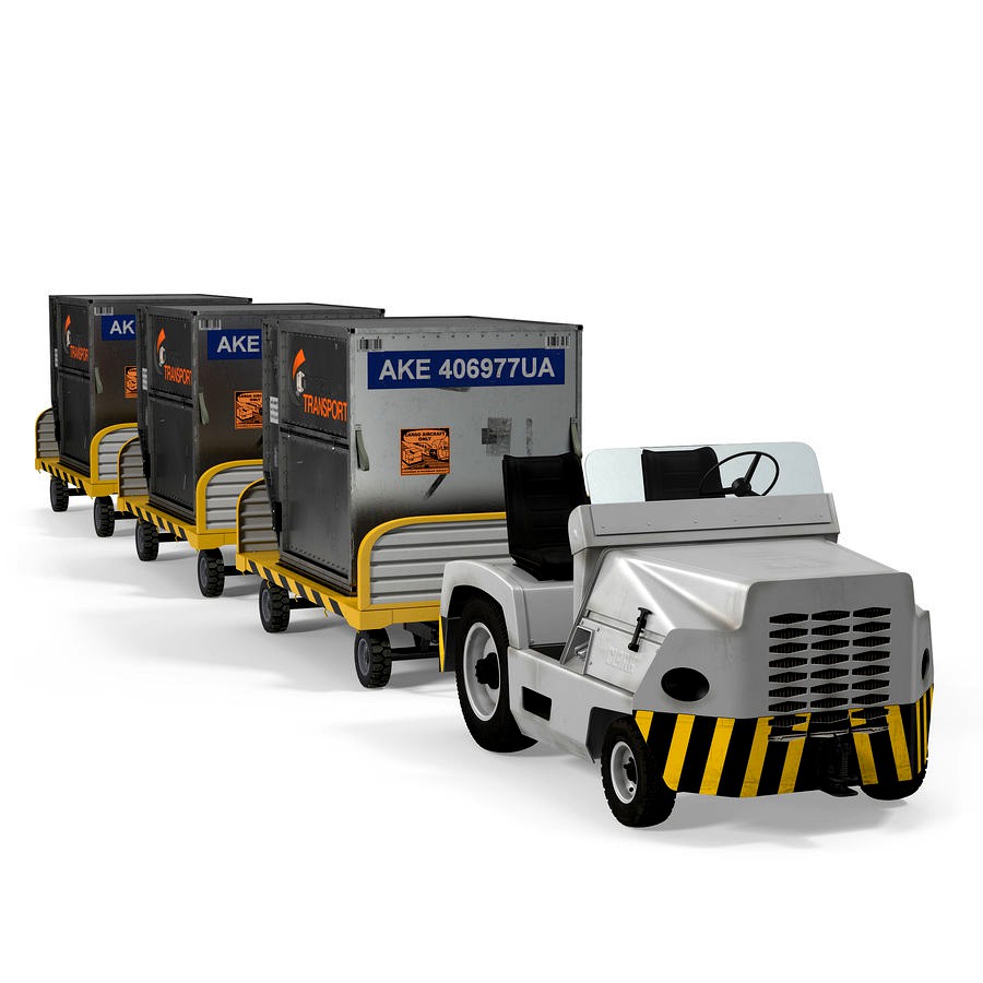Aircraft Tow Tractor Clark CT30 Carrying Passengers Luggage