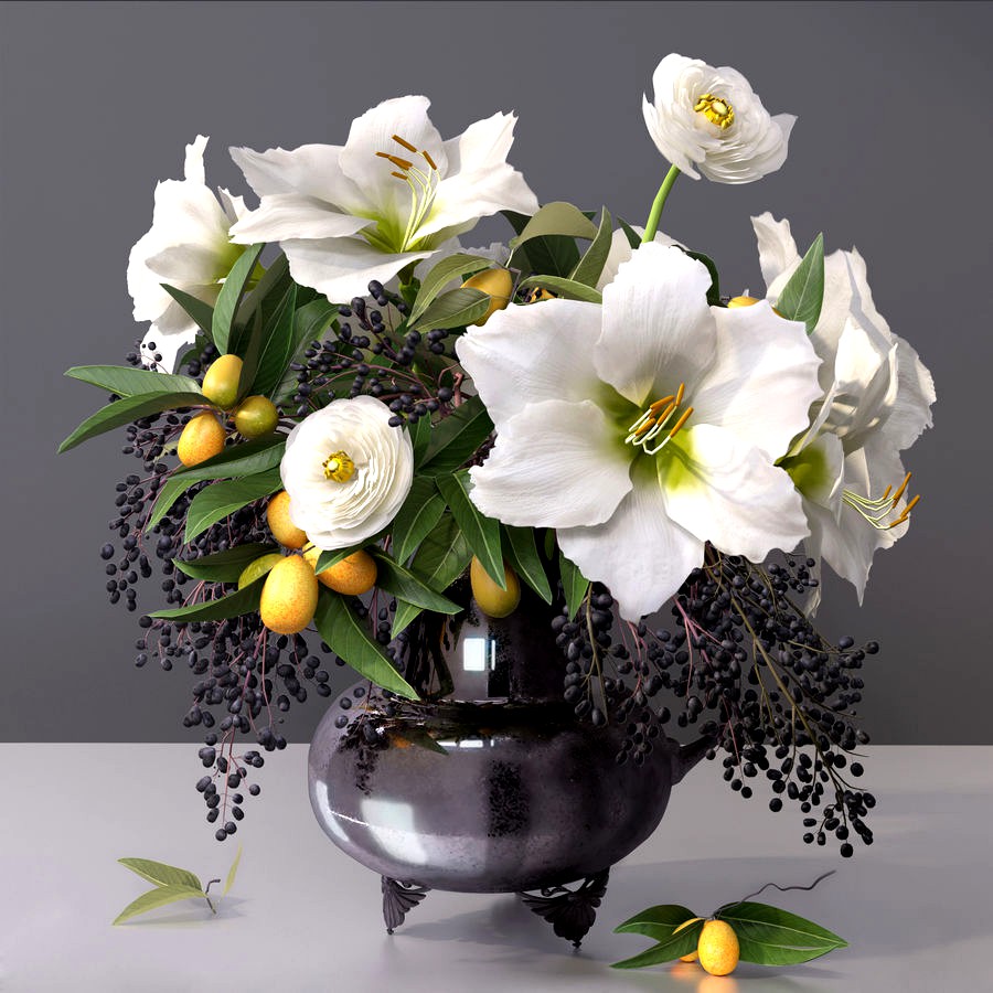 Elegant Flowers-Fruit Vase