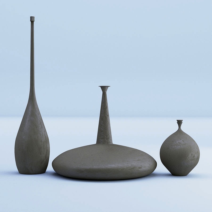 Cement Vases Decor Set