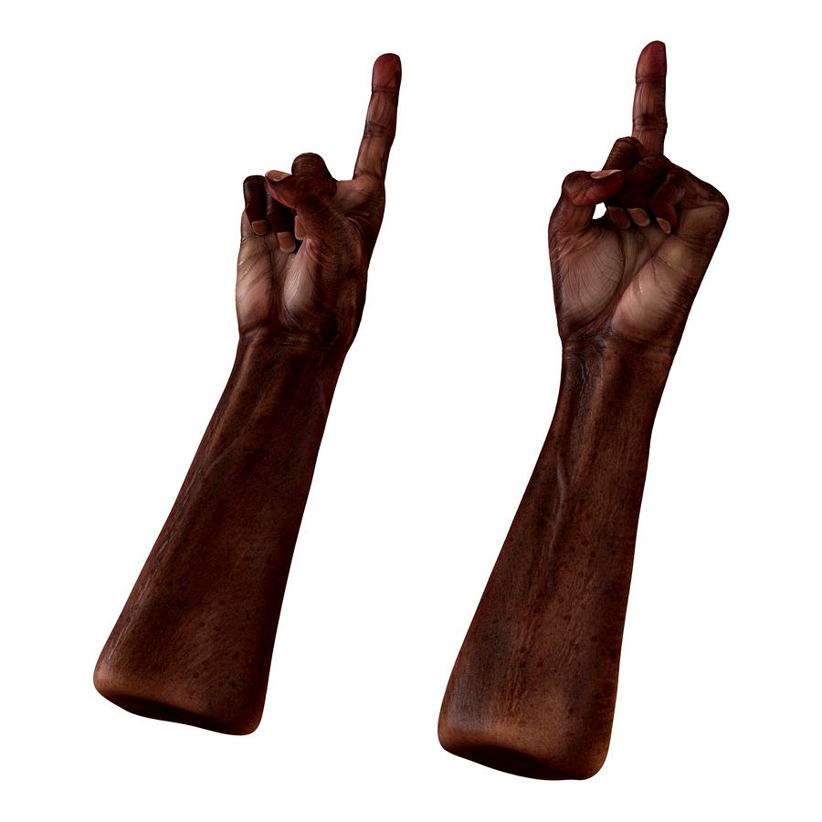 Old African Man Hands Pose 2