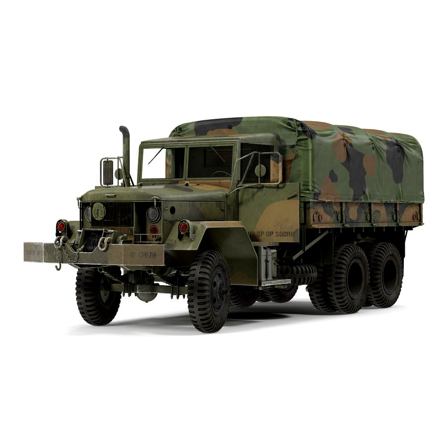 US Military Cargo Truck m35a2 Rigged Camo 3D Model