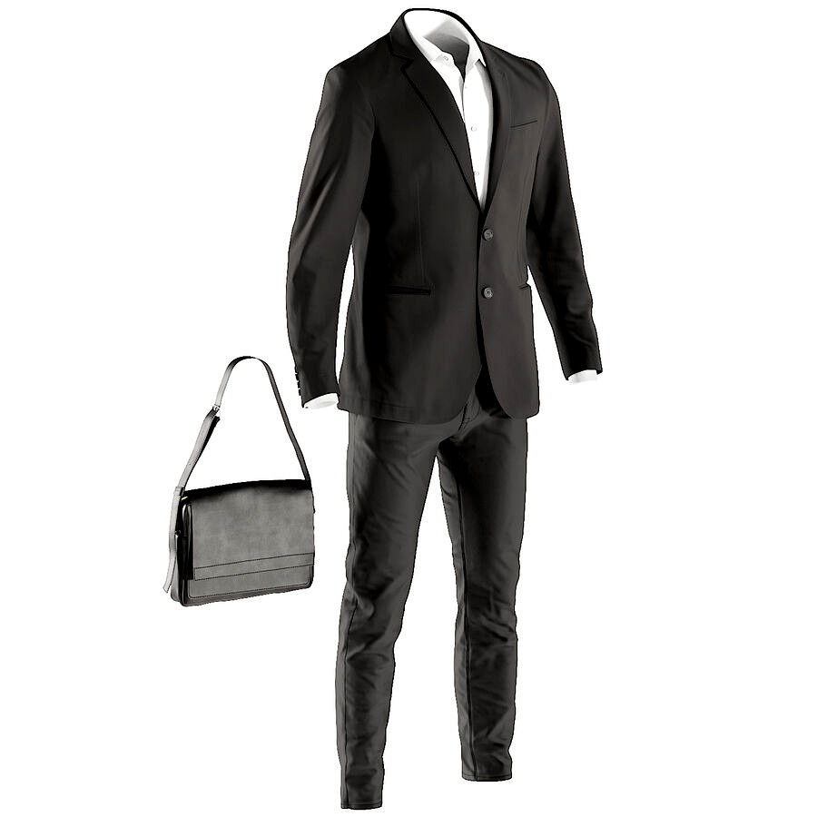 Men's Business Suit with Shirt and Bag