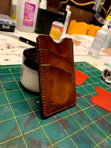 Vertical Leather Wallet Template - with Cyclist Stamp by ahomyk