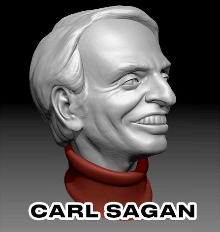 Caricature Sculpture of Carl Sagan by mushogenshin