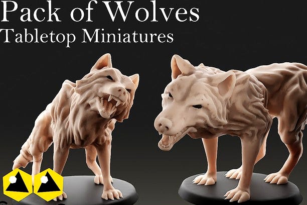 Pack of Wolves - Tabletop Miniature by SmilingDM