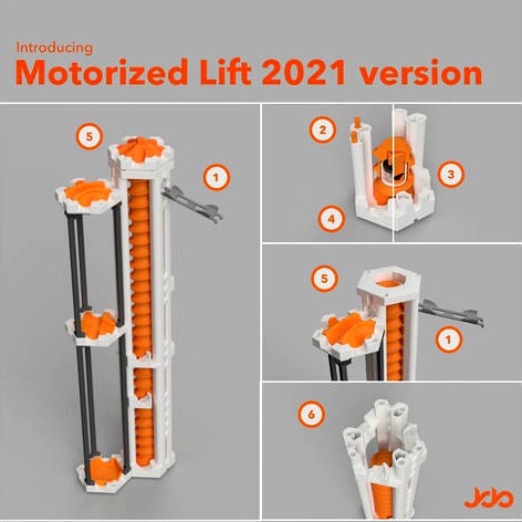 Marble track - Motorized Lift 2021 version (v4) - stand-alone height adjustable Gravitrax compatible! by Oostmeijer