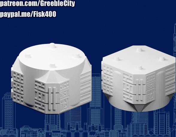 GreebleCity: Modular Tower Round to Square Connector by Fisk400